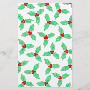 Christmas holly berries pattern stationery