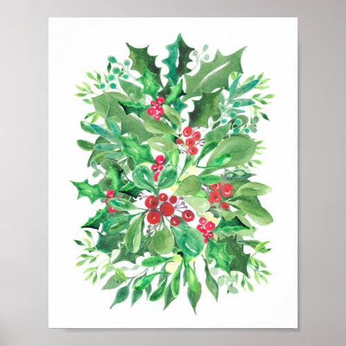 Christmas Holly Berries Poster