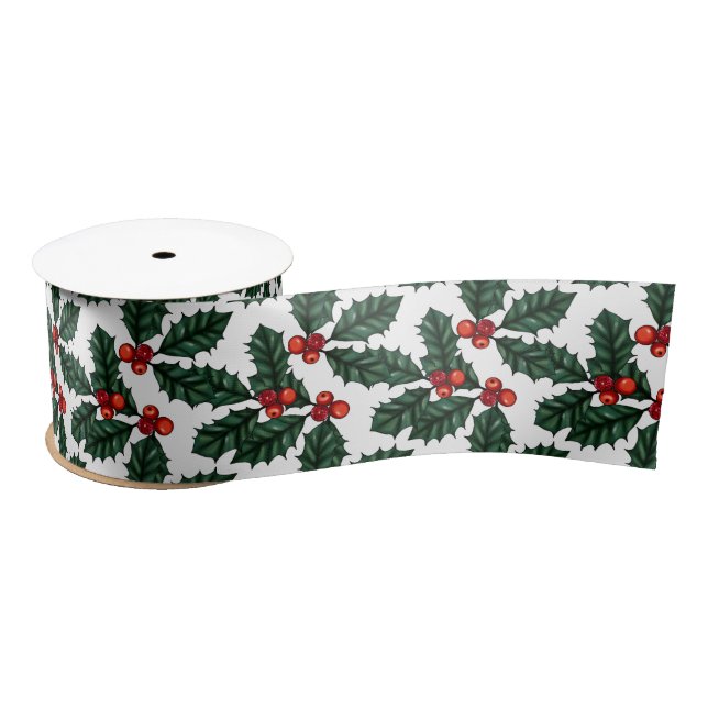 Christmas Holly Berries Satin Ribbon (Spool)