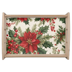 Christmas Holly & Berries serving tray
