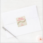 Christmas Holly Berries Square Sticker<br><div class="desc">Create small Christmas stickers for envelopes,  holiday homemade goods,  cookies,  candy,  treats,  party favors and more featuring a stylish,  modern watercolor of green holly and red berries on a pale ivory stripe background and your message in chic lettering. MATCHING items in our store.</div>
