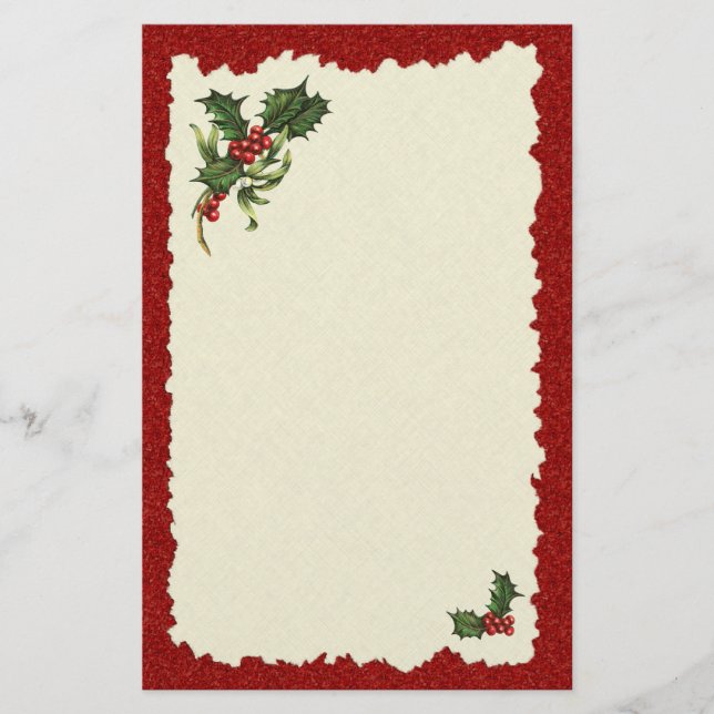 Christmas Holly Berries stationery (Front)