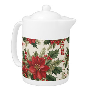 Christmas Holly & Berries Teapot