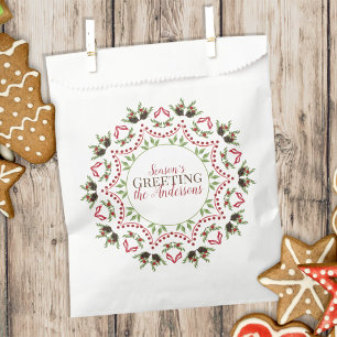 Christmas Holly Berries Winter Greenery Holiday Favor Bag