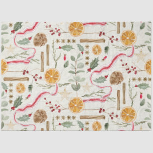 Christmas Holly Berry Cinnamon Orange Decoupage Tissue Paper