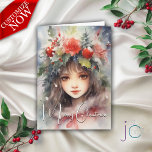Christmas Holly Berry Fairy Holiday Card