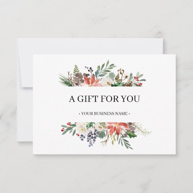 Christmas Holly Berry & Floral Gift Certificate (Front)