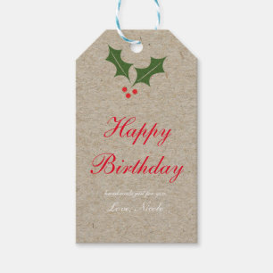 Christmas Holly Berry Holiday Present Gift Tag
