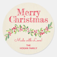Christmas Holly Berry Homemade Food Holiday Baking Classic Round Sticker