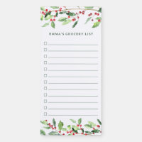 Christmas Holly Berry Mistletoe Name Grocery List