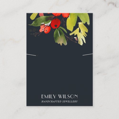 CHRISTMAS HOLLY BERRY NECKLACE BRACELET DISPLAY BUSINESS CARD