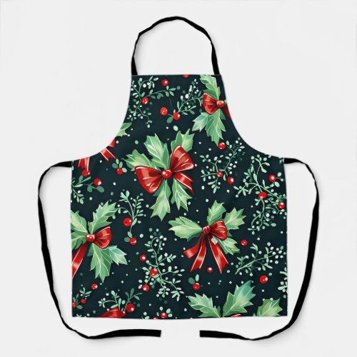 Christmas Holly Berry Pattern Apron
