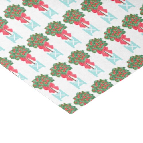 Christmas Holly Berry Topiary Robins Egg Blue  Tissue Paper