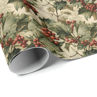Christmas Holly Berry Wrapping Paper