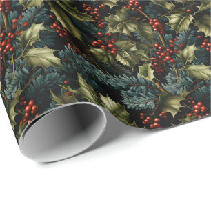 Christmas Holly Berry Wrapping Paper