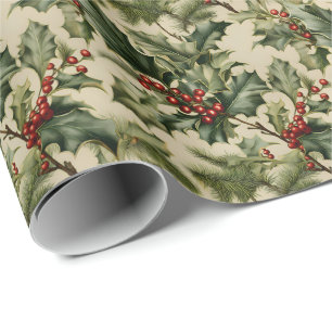 Christmas Holly Berry Wrapping Paper