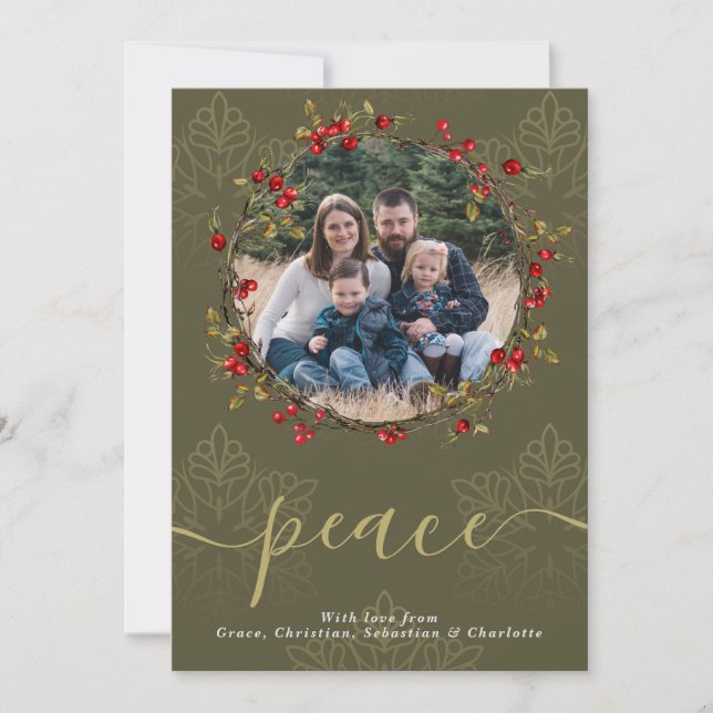 Christmas Holly Berry Wreath Photo Template (Front)