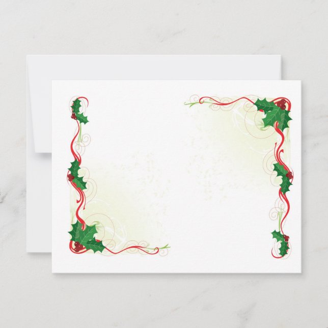 Christmas Holly Border Holiday Card (Front)