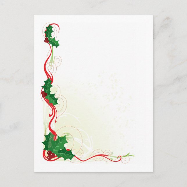 Christmas Holly Border Holiday Postcard (Front)