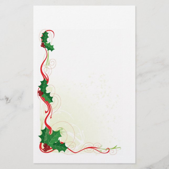 Christmas Holly Border Stationery (Front)