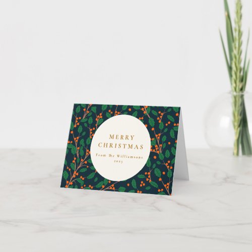 Christmas Holly Botanical Greenery Custom Blank Holiday Card