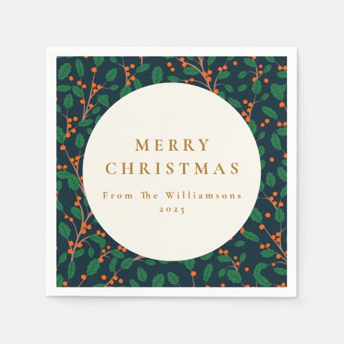 Christmas Holly Botanical Greenery Custom From  Napkins