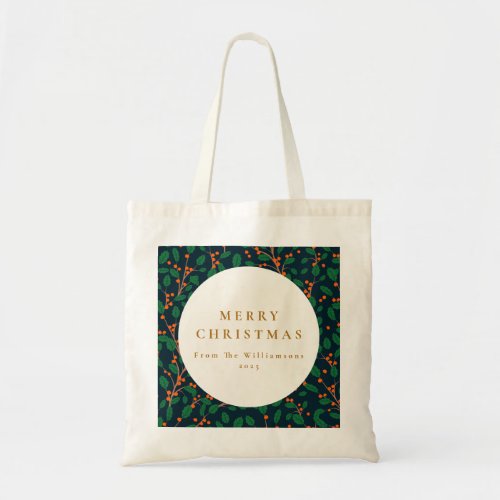 Christmas Holly Botanical Greenery Custom From  Tote Bag