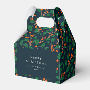 Christmas Holly Botanical Greenery Personalized Favor Boxes
