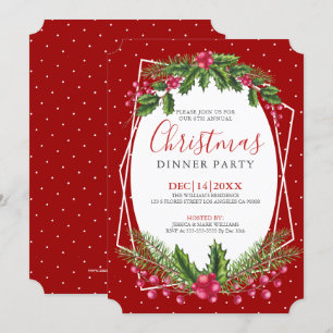 Christmas holly bouquet dinner invite