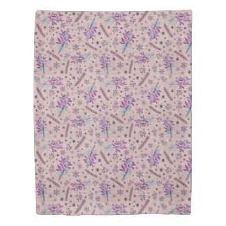 Christmas holly bouquet - Dusty Rose - Pink Duvet Cover