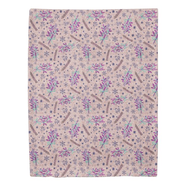 Christmas holly bouquet - Dusty Rose - Pink Duvet Cover (Front)
