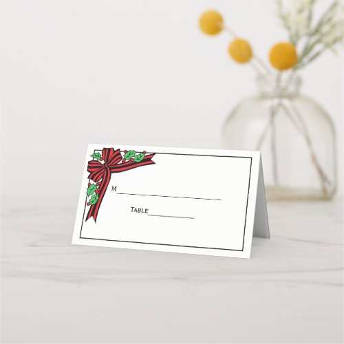 Christmas Holly Bow Escort Card Place Card