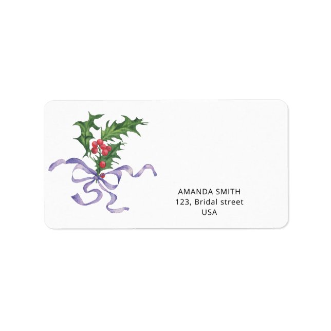 Christmas holly branch label (Front)