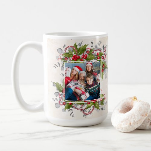 Christmas Holly Branch Photo Mug