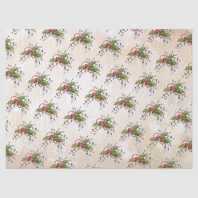 Christmas Holly Branch Tissue Paper (Front)