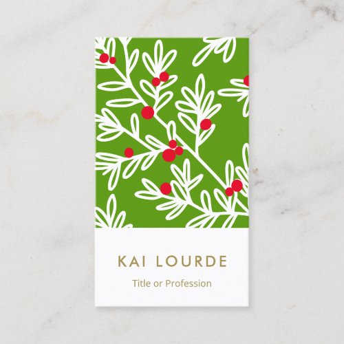 Christmas Holly Branches Business Card