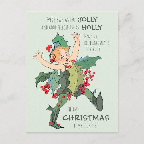 Christmas Holly child Elizabeth Gordon CC1076 Postcard