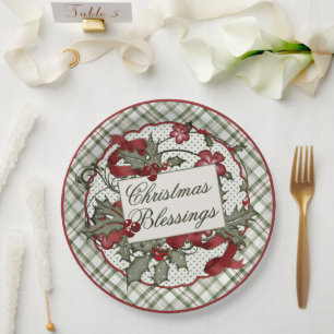 Christmas-Holly-CHRISTMAS-BLESSINGS-Paper Plate