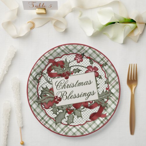 Christmas_Holly_CHRISTMAS_BLESSINGS_Paper Plate