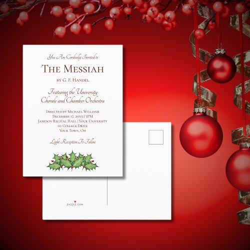 Christmas Holly Classical Music Concert Invitation
