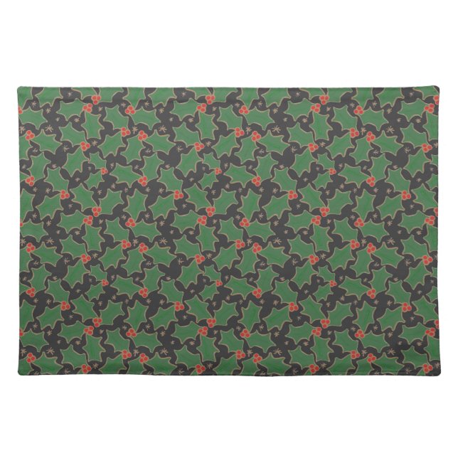 Christmas Holly  Cloth Placemat (Front)