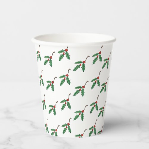 Christmas Holly Coffee Party Drink   Paper Cups