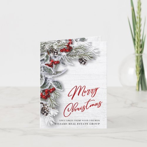 Christmas Holly Corporate Holiday Greeting Card