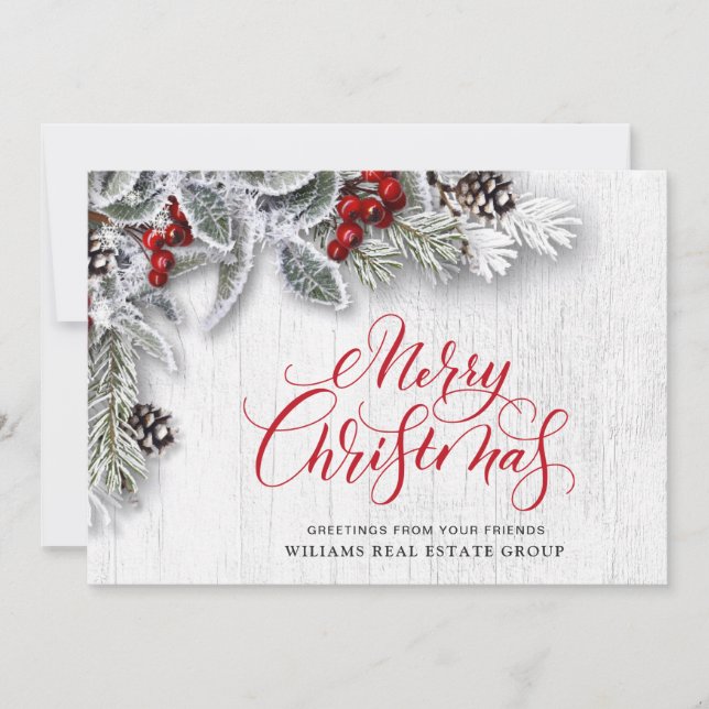 Christmas Holly Corporate Holiday Greeting Card (Front)