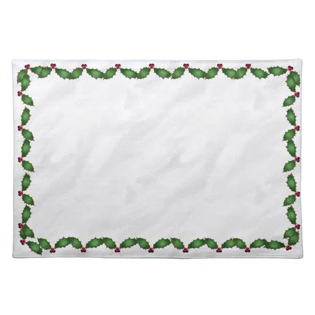 Christmas Holly Cotton Placemat Zazzle