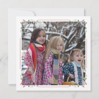 Christmas Holly Custom Photo Holiday Card