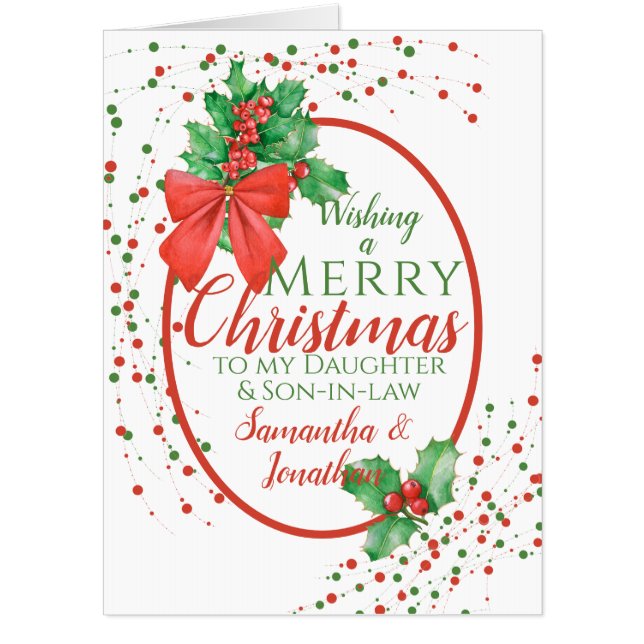 Christmas Holly Daughter Son in Law Oversized Card (Front)