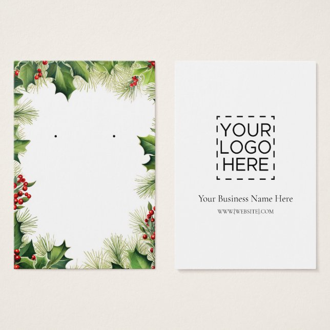 Christmas Holly Earring Display Card (Front & Back)