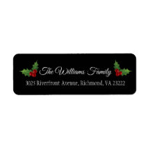 Christmas Holly - EDITABLE COLORS - Return Address
