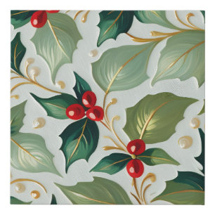 Christmas Holly Faux Canvas Print